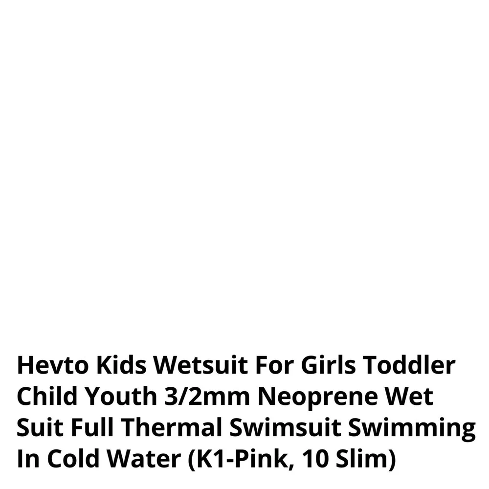 Hevto Wetsuit Girls 10 Slim Black Pink New‎ 3mm Neoprene Full Body Thermal Suit